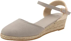 Womens Espadrilles Wedge Sandals Buckle Ankle Strap Closed Toe Classic Comfortable Platform Sandal Slip on Wedding Party Stylish Summer Dress Shoes