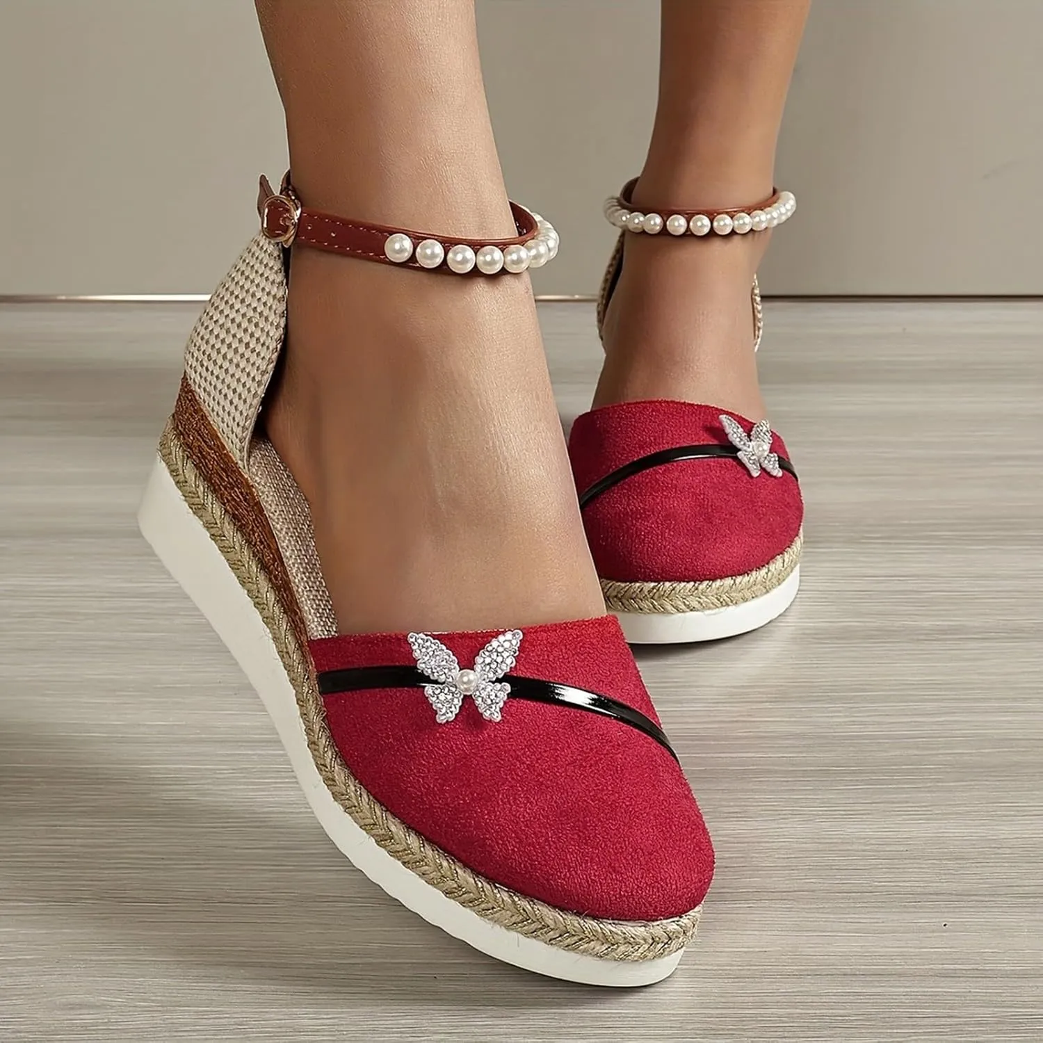 Women's Espadrilles Wedge Sandals Closed Toe Adjustable Strappy Casual Platform Sandal Wide Width Stretch Textile Beach Dressy Sandals