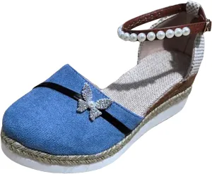 Women's Espadrilles Wedge Sandals Closed Toe Adjustable Strappy Casual Platform Sandal Wide Width Stretch Textile Beach Dressy Sandals