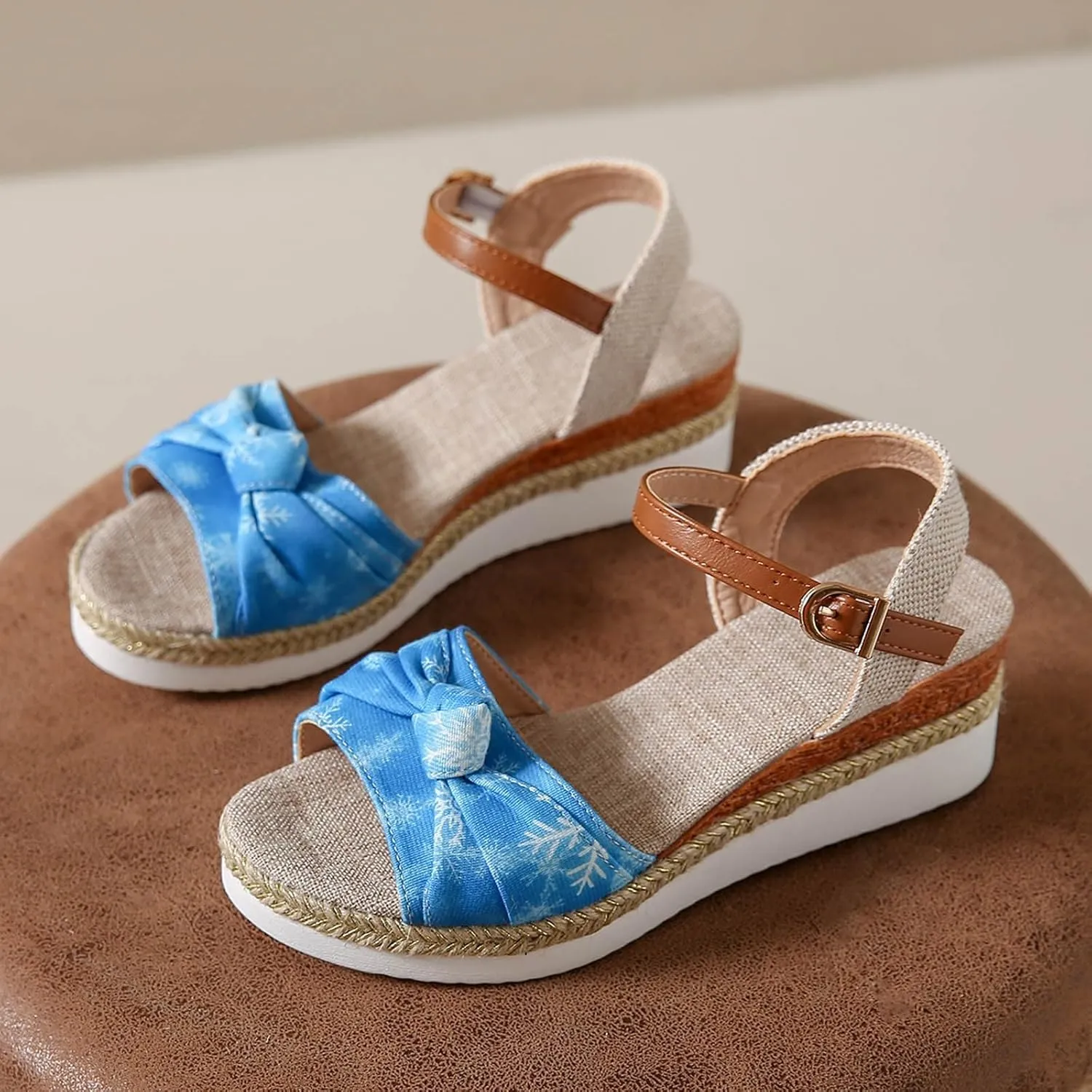 Women's Espadrilles Wedge Sandals Open Toe Adjustable Strappy Casual Platform Sandal Slip on Wedding Party Dressy Summer Shoes