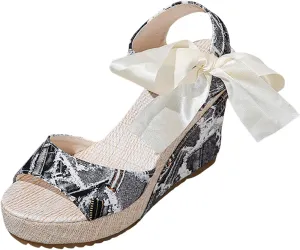 Women's Espadrilles Wedge Sandals Open Toe Ankle Strap Retro Casual Platform Sandal 2024 Fashion Trendy Stylish Summer Dress Shoes