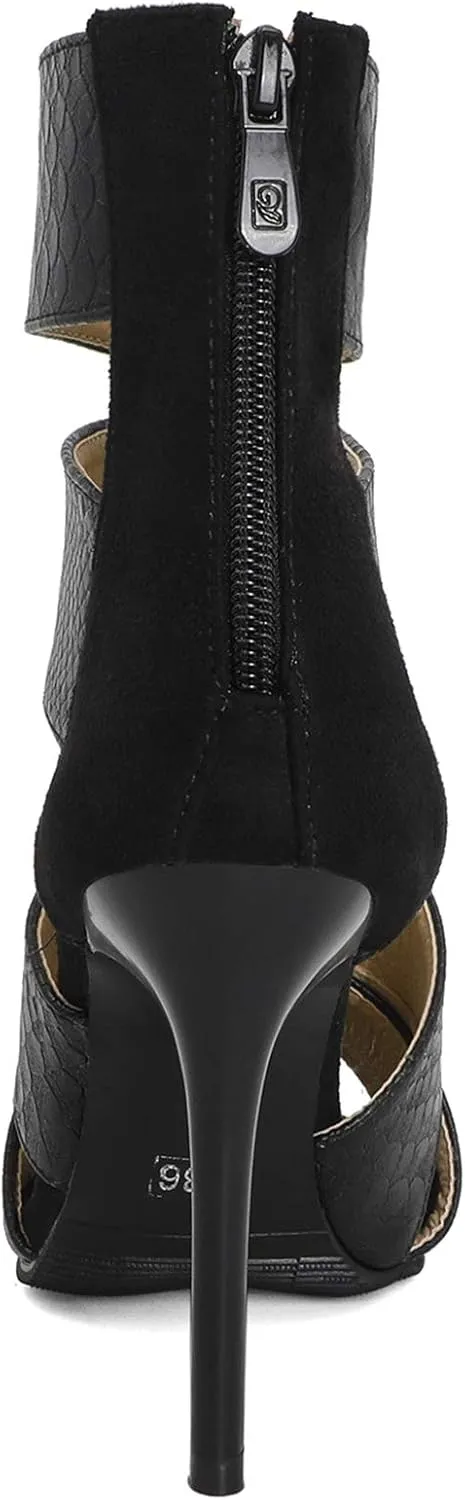 Womens Fashion Snakeskin Stiletto Heels Sandals