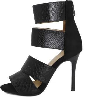 Womens Fashion Snakeskin Stiletto Heels Sandals