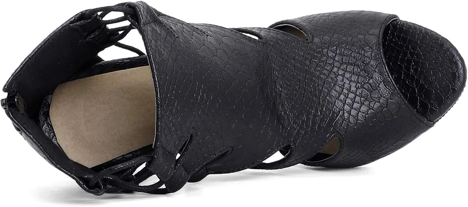 Womens Fashion Snakeskin Stiletto Heels Sandals