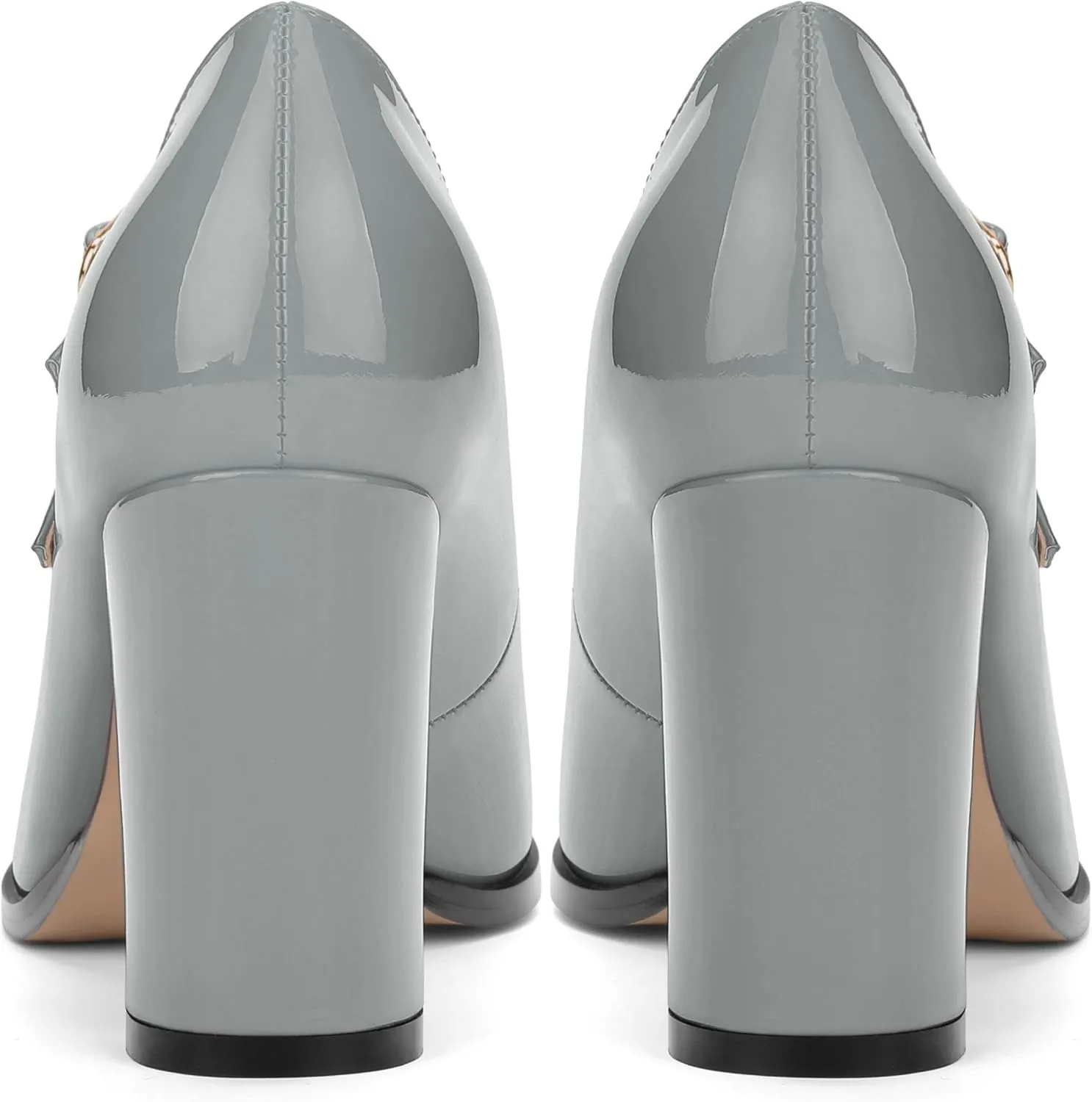 Women's High Heel Mary Jane Single Shoes, Chunky Heel Square Toe Pumps for Women, Closed Toe Work Party Dress Shoes