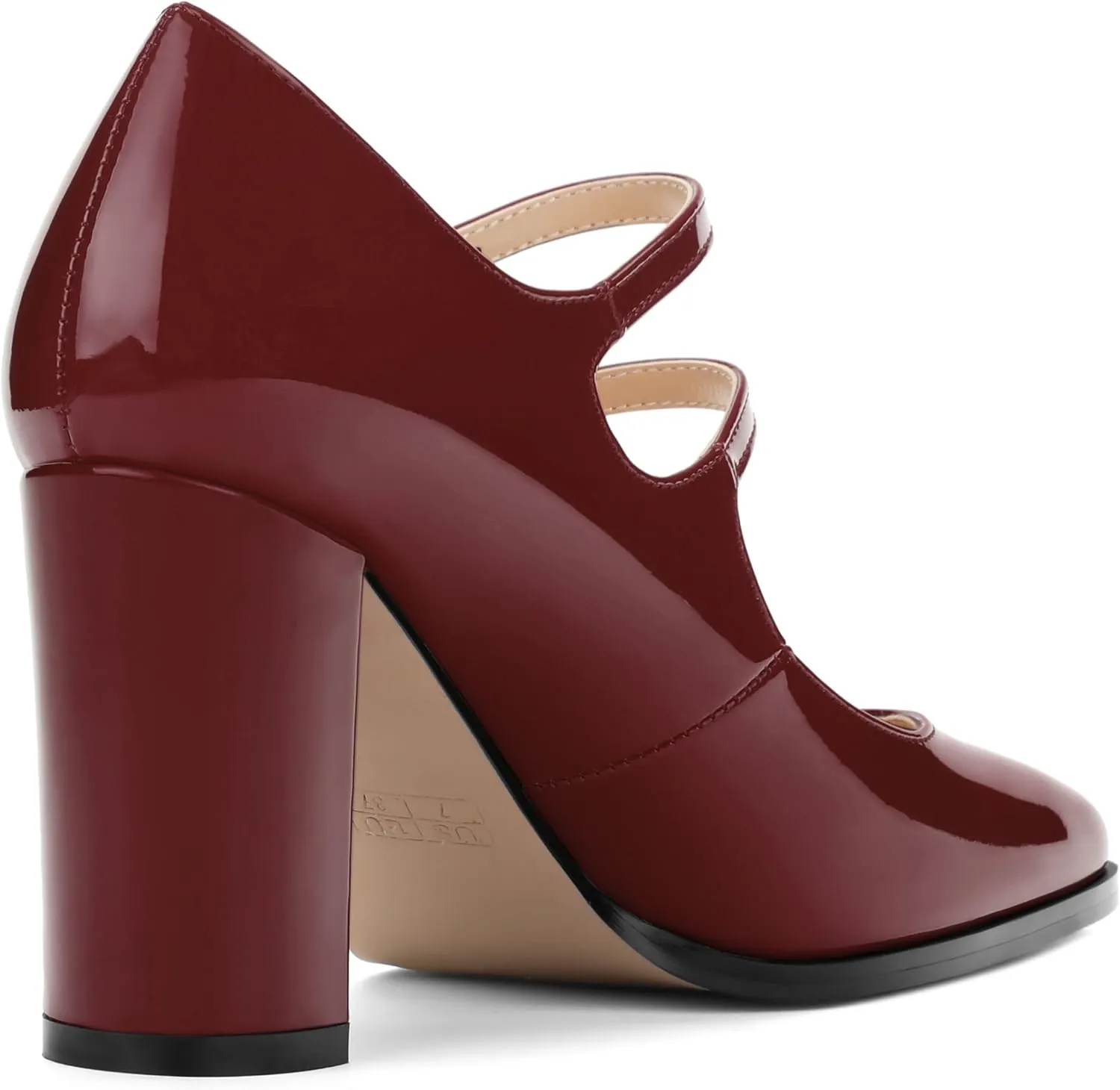 Women's High Heel Mary Jane Single Shoes, Chunky Heel Square Toe Pumps for Women, Closed Toe Work Party Dress Shoes