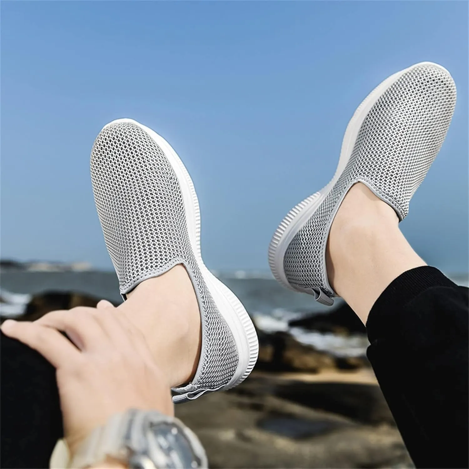 Womens Running Shoes Lightweight Tennis Shoes Non Slip Mens Tennis Shoes Mesh Men's Casual Shoes White Sneakers White Tennis Shoe Loafers Casual Slip On