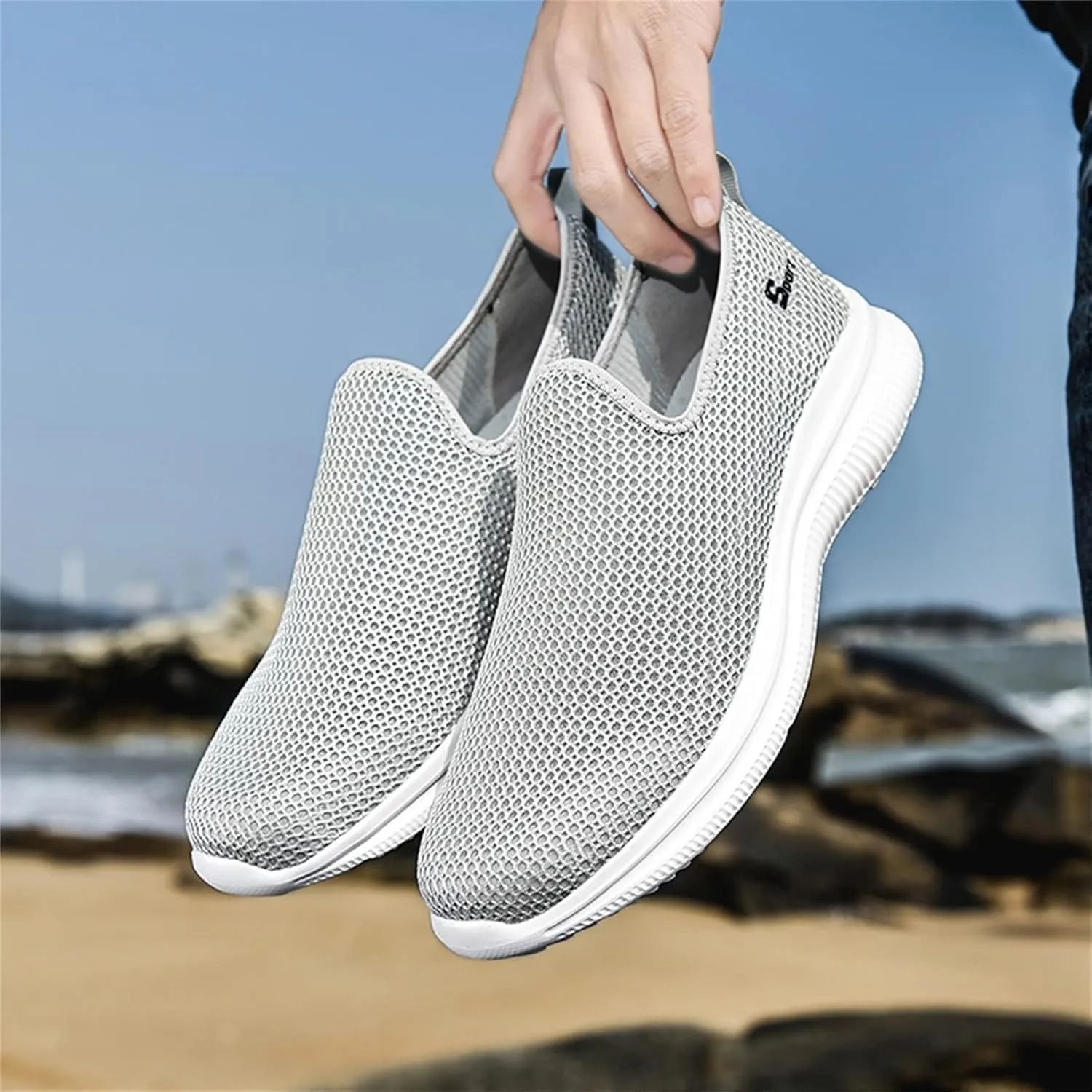Womens Running Shoes Lightweight Tennis Shoes Non Slip Mens Tennis Shoes Mesh Men's Casual Shoes White Sneakers White Tennis Shoe Loafers Casual Slip On