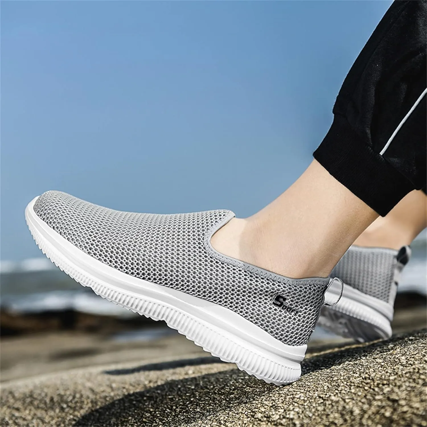 Womens Running Shoes Lightweight Tennis Shoes Non Slip Mens Tennis Shoes Mesh Men's Casual Shoes White Sneakers White Tennis Shoe Loafers Casual Slip On