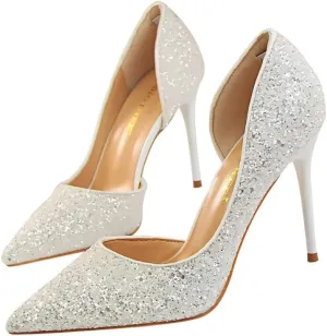 Women's Sexy Pointed Toe Thin Heeled Pumps Fax Suede Slip On Wedding Party Heeled Sandals