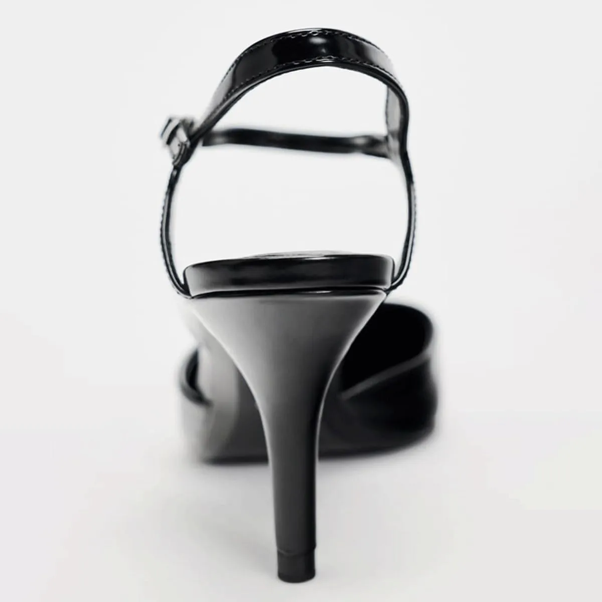 Women's Slingback High Heels Mules Faux Patent Leather Pump Bow Detail Buckle Closure Thin Heel Pointed Toe Wedding Party Office Dance Dress Shoes