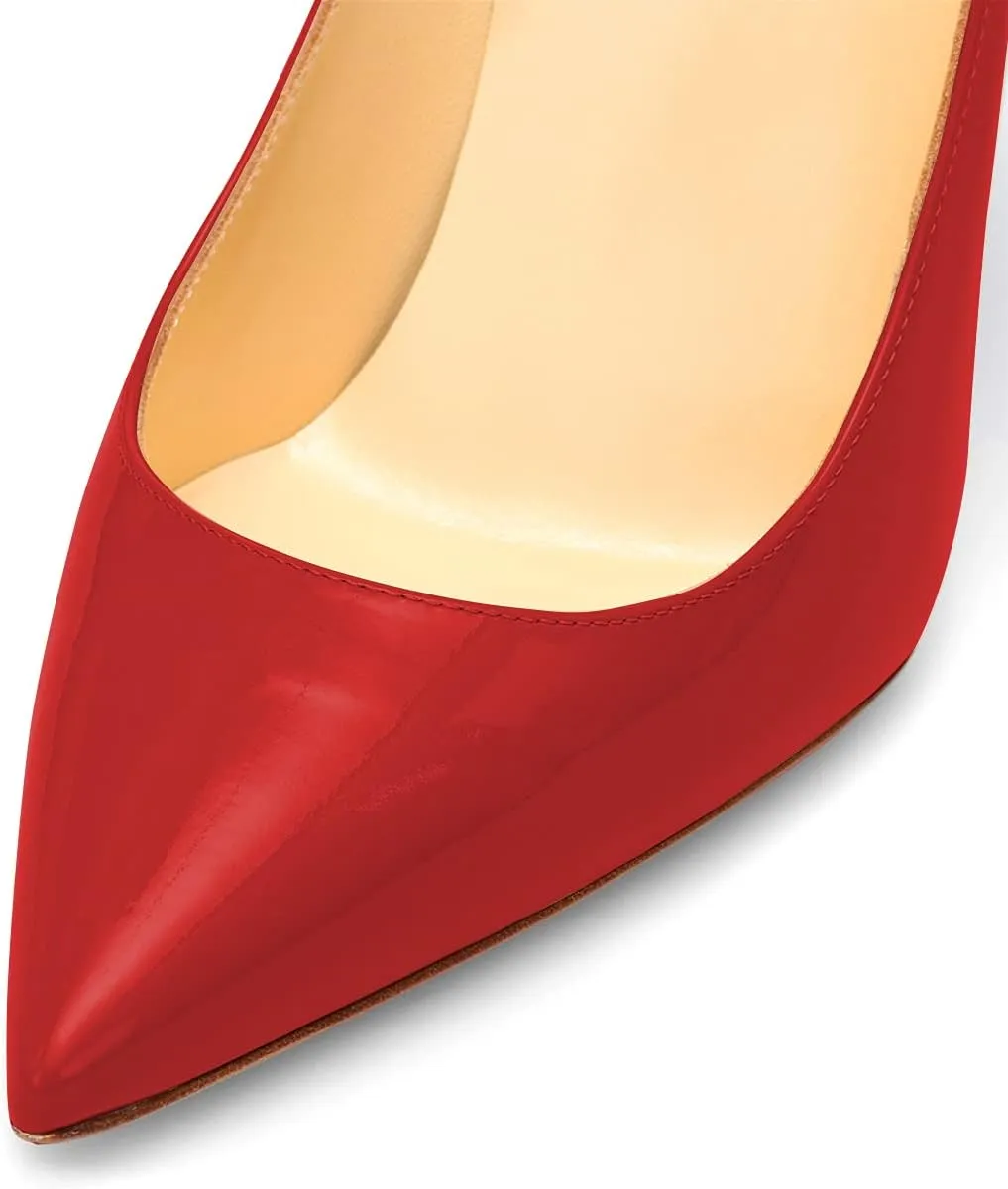 XYD Women Sexy Stiletto High Heels Evening Dress Pumps Pointed Toe Slip On Faux Suede Patent Leather Ladies Party Prom Shoes