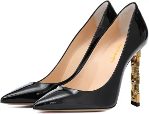 XYD Women Sexy Stiletto High Heels Evening Dress Pumps Pointed Toe Slip On Faux Suede Patent Leather Ladies Party Prom Shoes