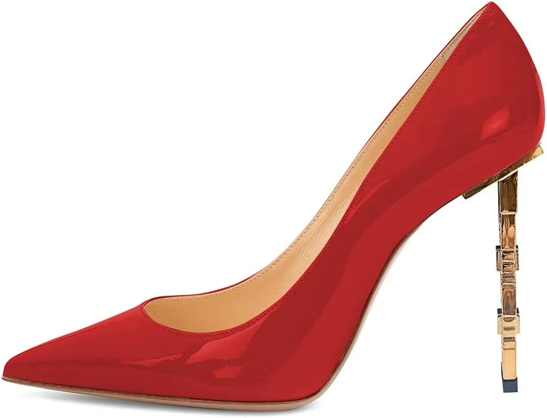XYD Women Sexy Stiletto High Heels Evening Dress Pumps Pointed Toe Slip On Faux Suede Patent Leather Ladies Party Prom Shoes