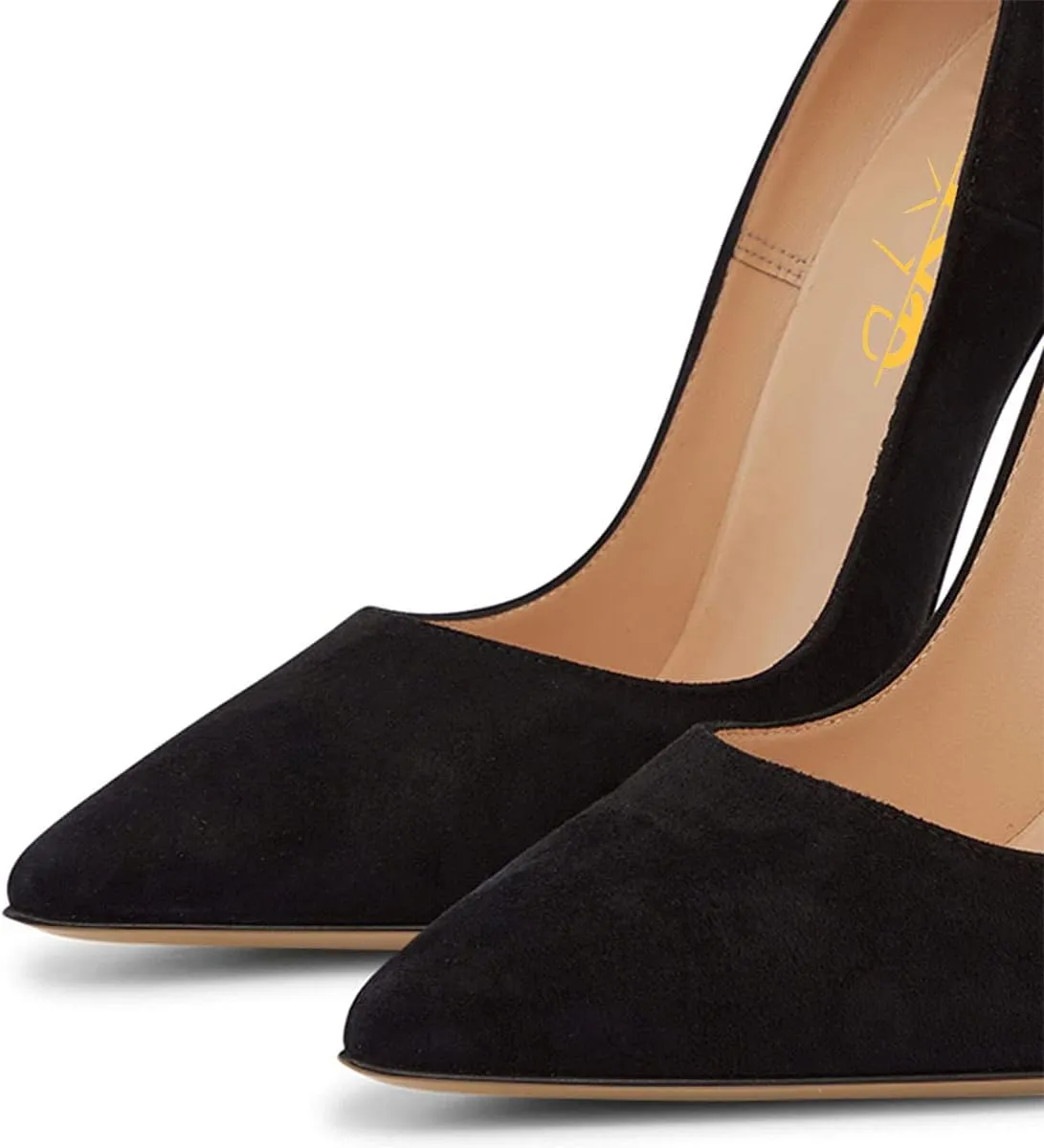 XYD Women Sexy Stiletto High Heels Evening Dress Pumps Pointed Toe Slip On Faux Suede Patent Leather Ladies Party Prom Shoes
