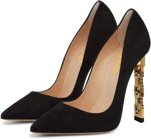 XYD Women Sexy Stiletto High Heels Evening Dress Pumps Pointed Toe Slip On Faux Suede Patent Leather Ladies Party Prom Shoes