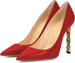 XYD Women Sexy Stiletto High Heels Evening Dress Pumps Pointed Toe Slip On Faux Suede Patent Leather Ladies Party Prom Shoes