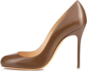 YODEKS Women's Round Toe Classic 10CM High Heel Pumps Slip On Stilettos Party Dress Shoes