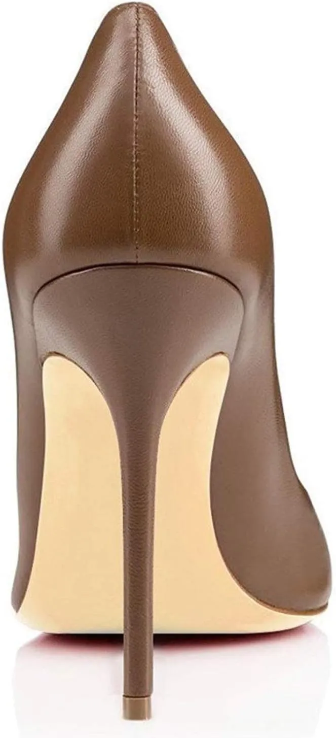 YODEKS Women's Round Toe Classic 10CM High Heel Pumps Slip On Stilettos Party Dress Shoes