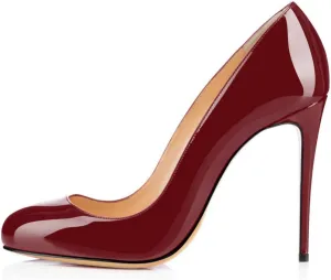 YODEKS Women's Round Toe Classic 10CM High Heel Pumps Slip On Stilettos Party Dress Shoes