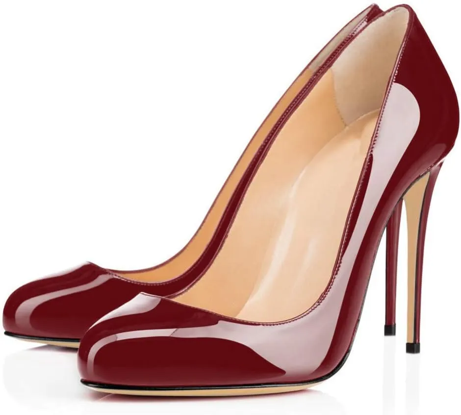YODEKS Women's Round Toe Classic 10CM High Heel Pumps Slip On Stilettos Party Dress Shoes